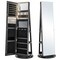 Freestanding Jewelry Armoire with Mirror Lockable LED Lights Swivel Base